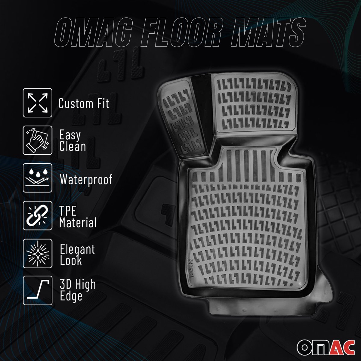 BMW 4 Series Floor Mats - Omac - Rubber TPE - Black - '14-'20